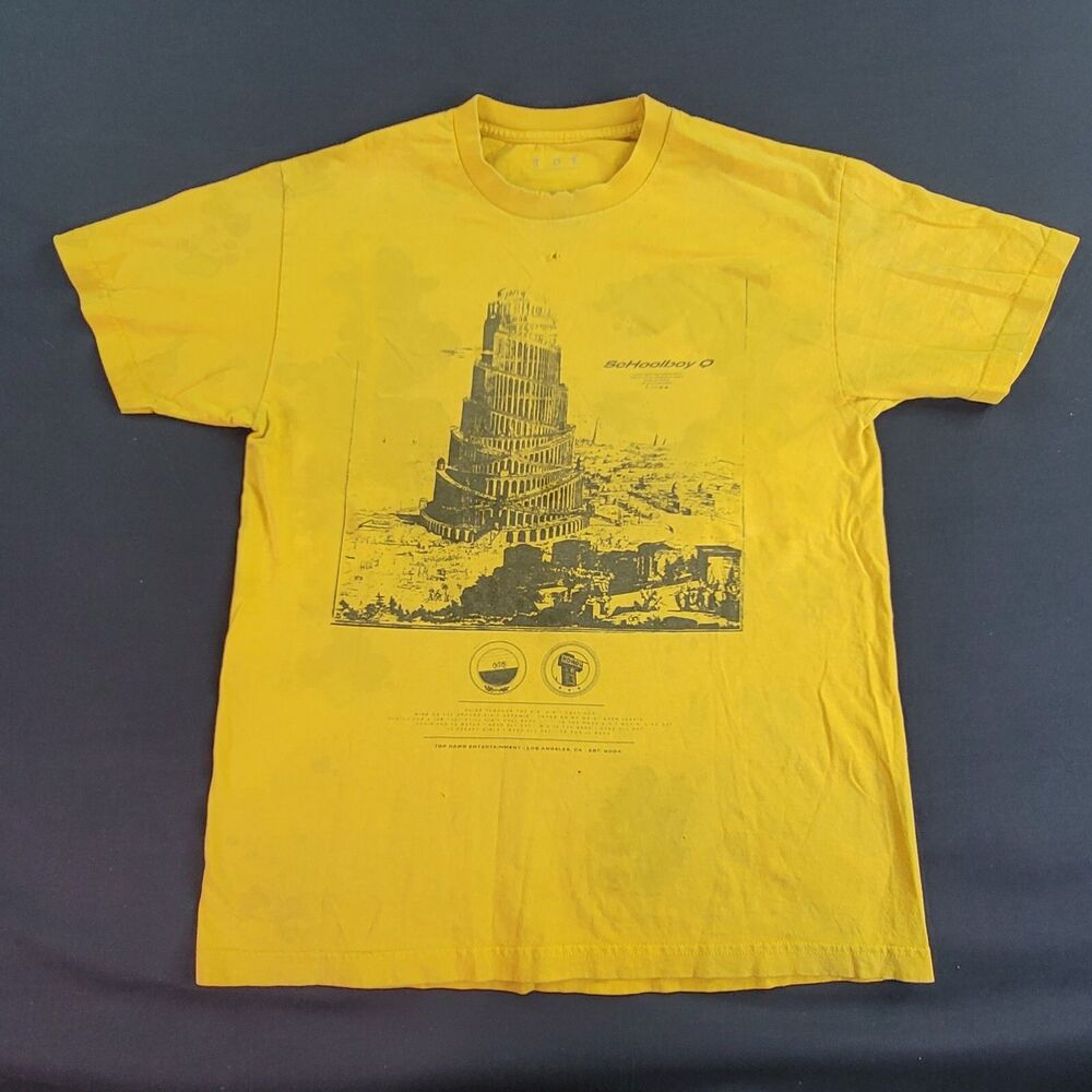 ScHoolboy Q TDE Crash Talk Yellow Concert Shirt Men's T-Shirt Distressed Merch